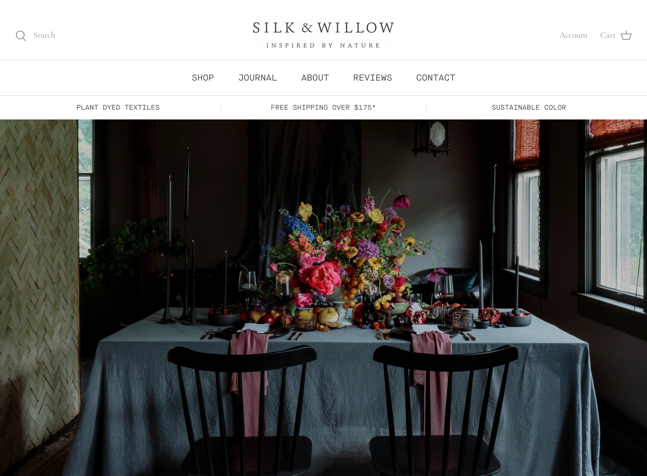 Silk and Willow Shopify storefront homepage
