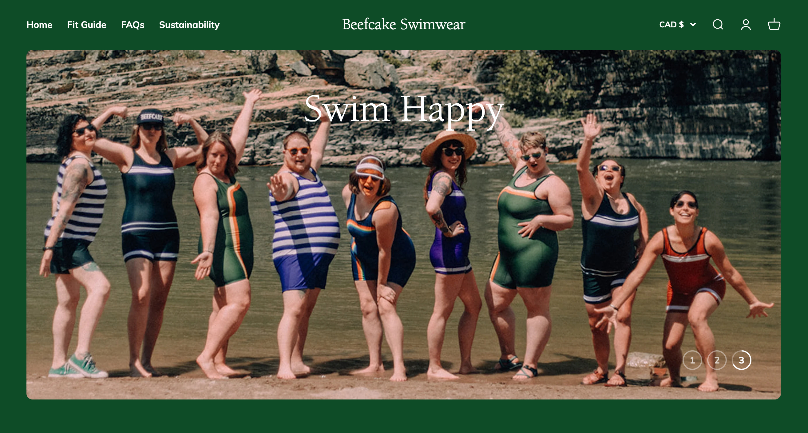 Beefcake Swimwear Shopify storefront homepage