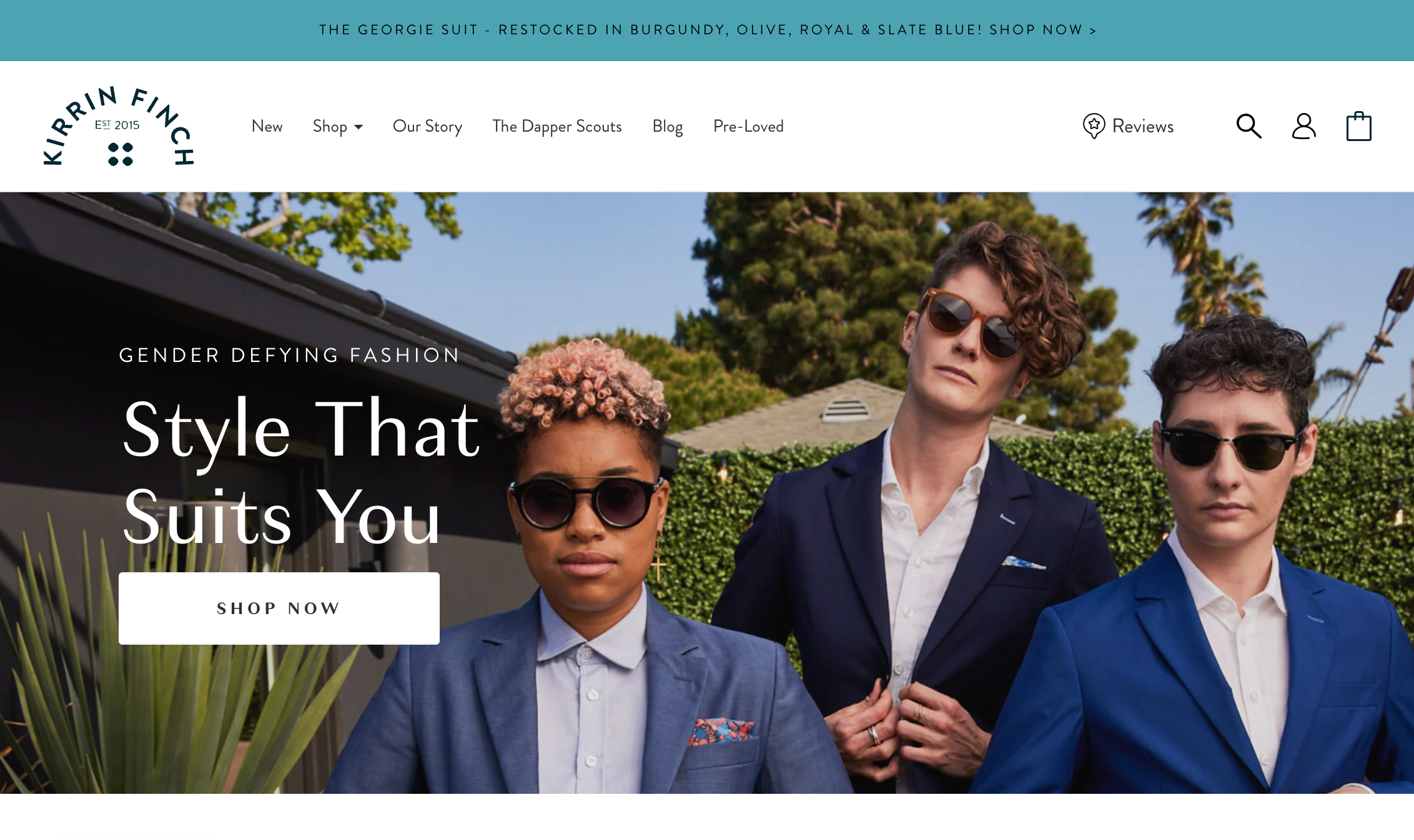 Kirrin Finch Shopify storefront homepage